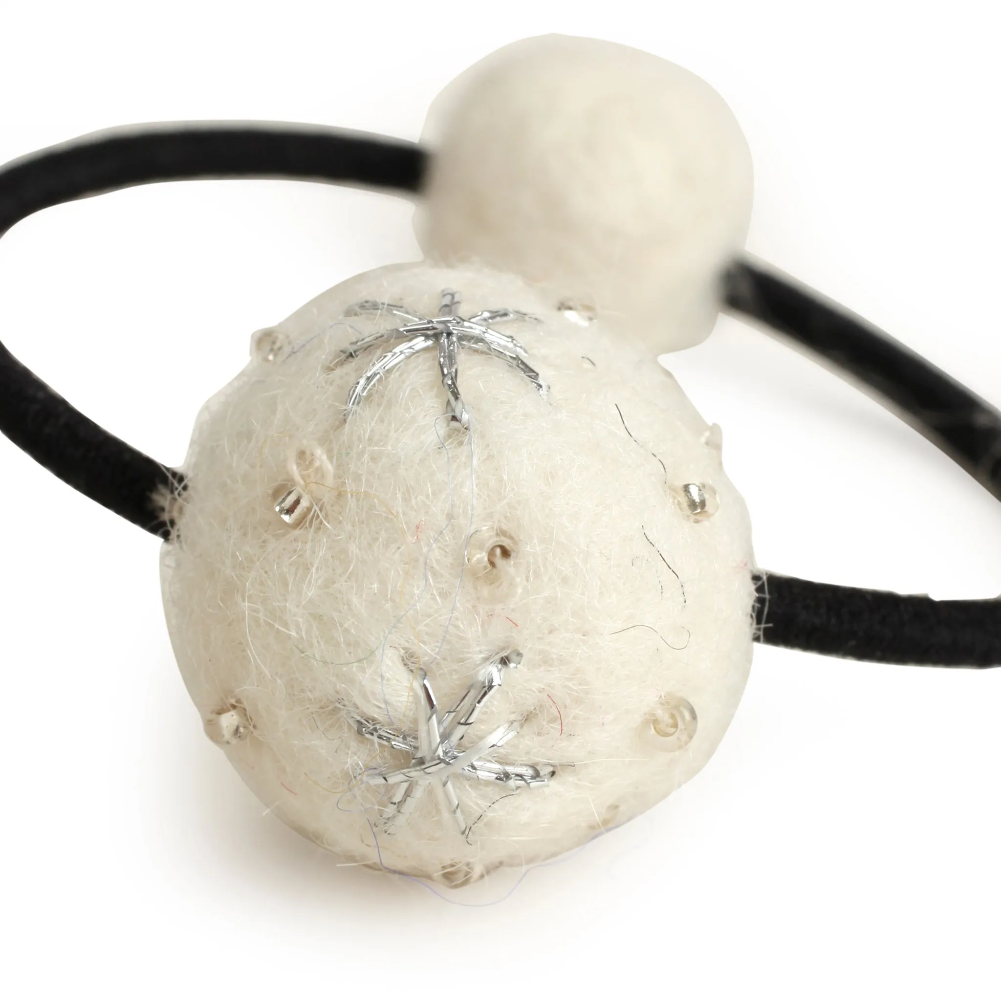 White Felt Pom-Pom Elastic Hair