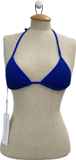 White Fox Blue Crochet Bikini Top UK XS