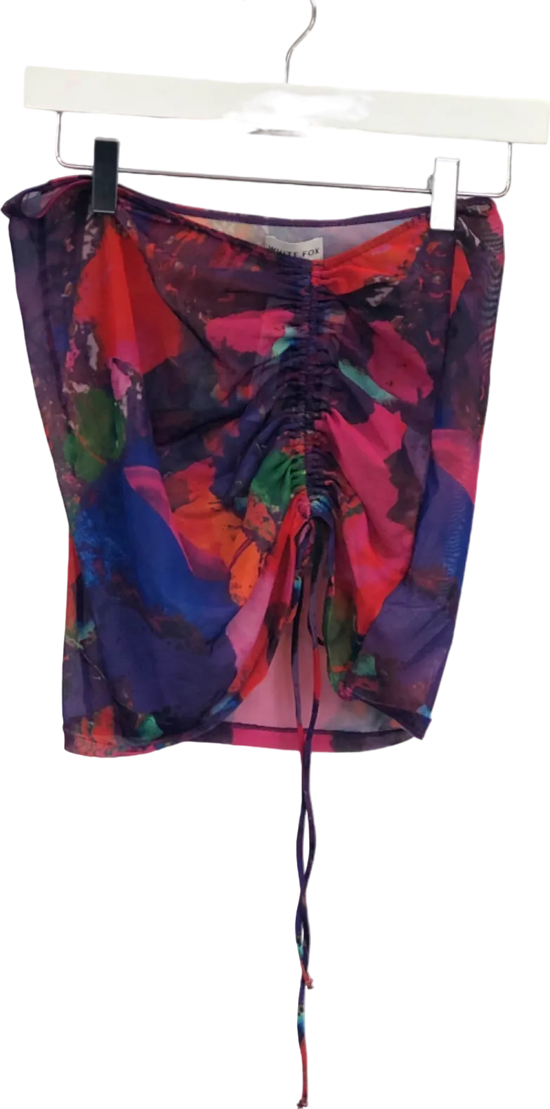 White Fox Multi-Colour Abstract Print Drawstring Skirt S/M