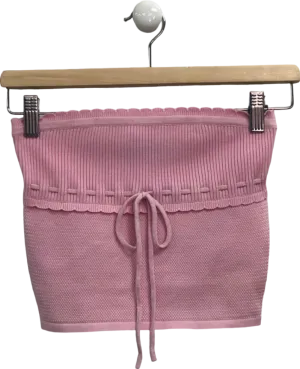 White Fox Pink Knit Tube Top UK XS