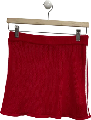 White Fox Red Knitted Mini Skirt With White Stripe UK S