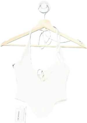 White Fox White Halter Neck One-Piece Swimsuit XS