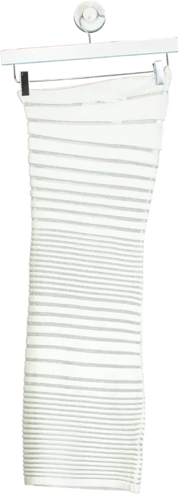 White Fox White Striped Midi Dress UK XS
