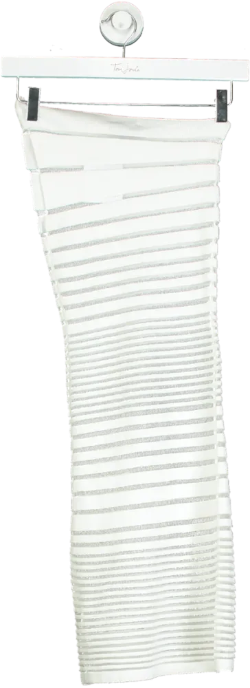 White Fox White Striped Midi Dress UK XS