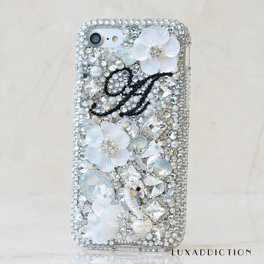 White Lily Personalized Name & Initials Design (style PN_1117)
