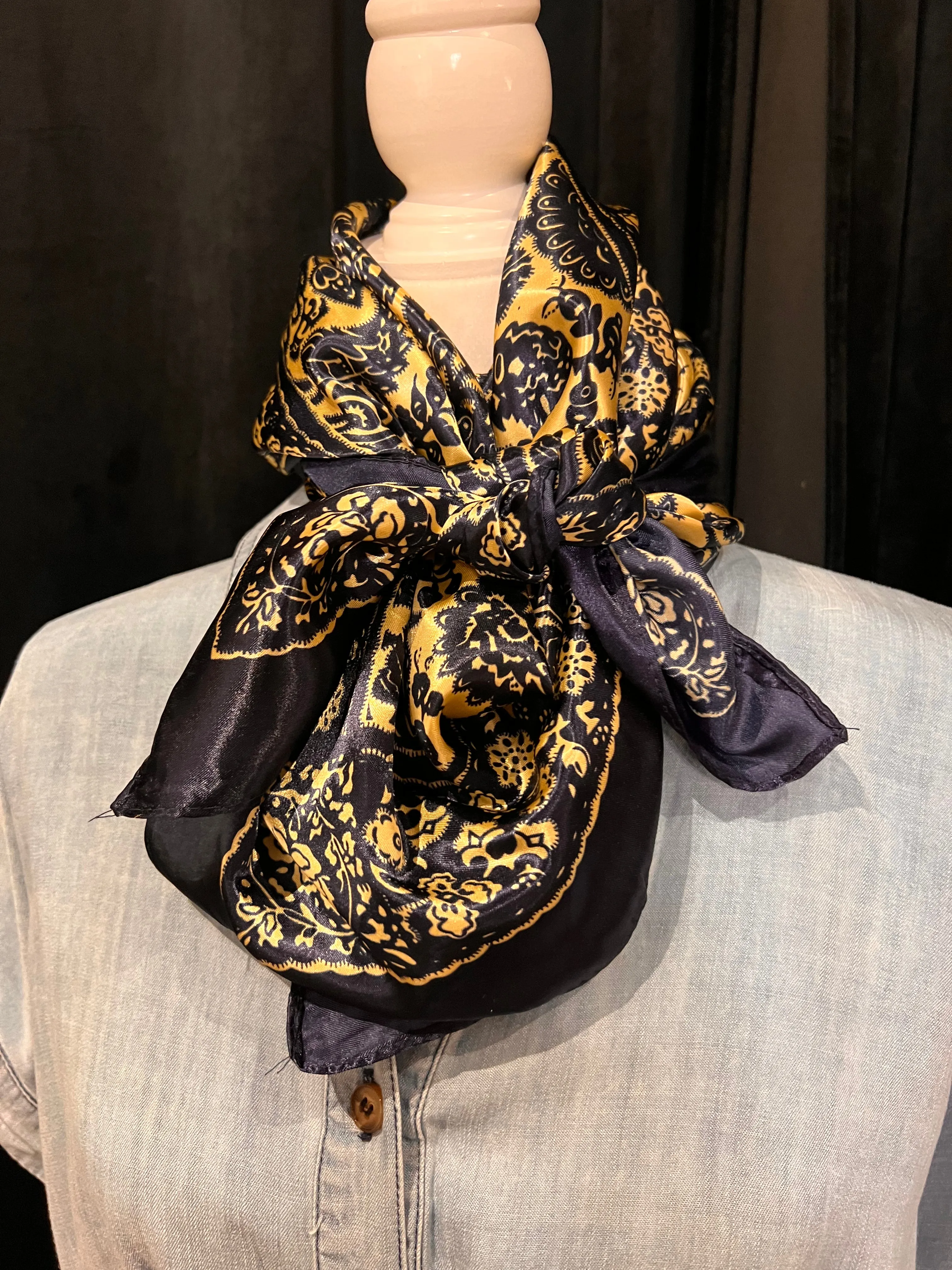 Wild Rag Gold & Navy Floral