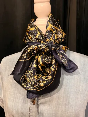 Wild Rag Gold & Navy Floral