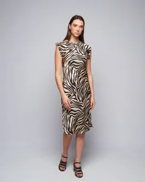 wild roses print satin sleeveless dress - noir