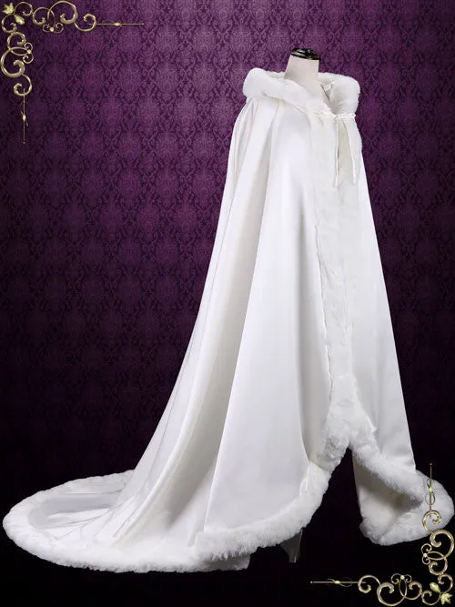 Winter Long Wedding Cloak with Fur Edges and Hood SG1003
