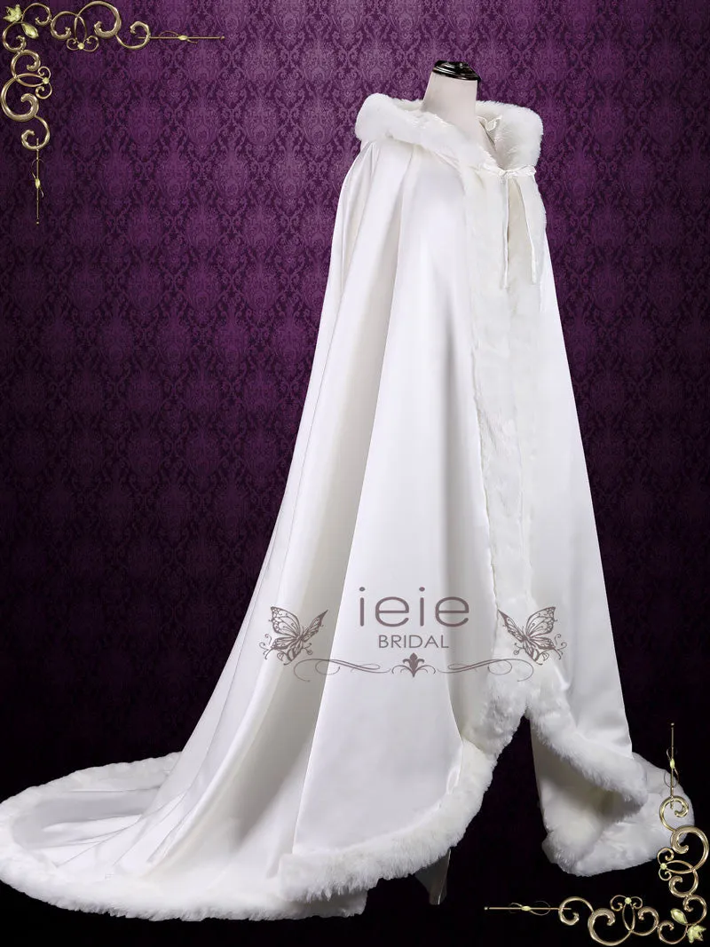Winter Long Wedding Cloak with Fur Edges and Hood SG1003