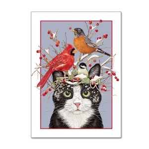 Winterberry Cat & Birds Holiday Cards