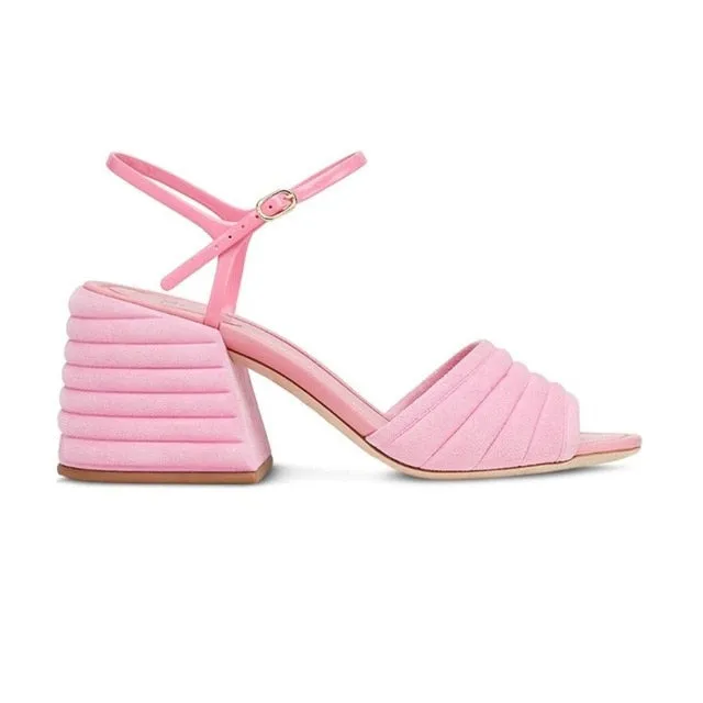 woman summer fashion square high heels pumps square toe leather sandals women party dress shoes size 40 41 42 43