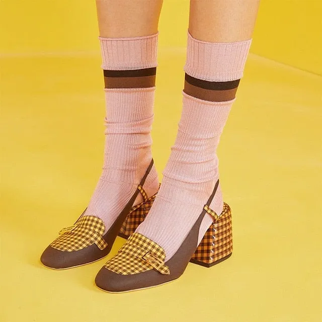 woman summer fashion square high heels pumps square toe leather sandals women party dress shoes size 40 41 42 43