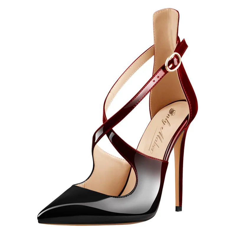 Women Pointed Toe Sandals Cross Strap Thin High Heels Wedding Shoes