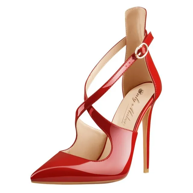 Women Pointed Toe Sandals Cross Strap Thin High Heels Wedding Shoes