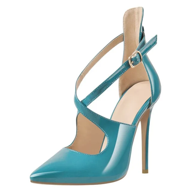 Women Pointed Toe Sandals Cross Strap Thin High Heels Wedding Shoes
