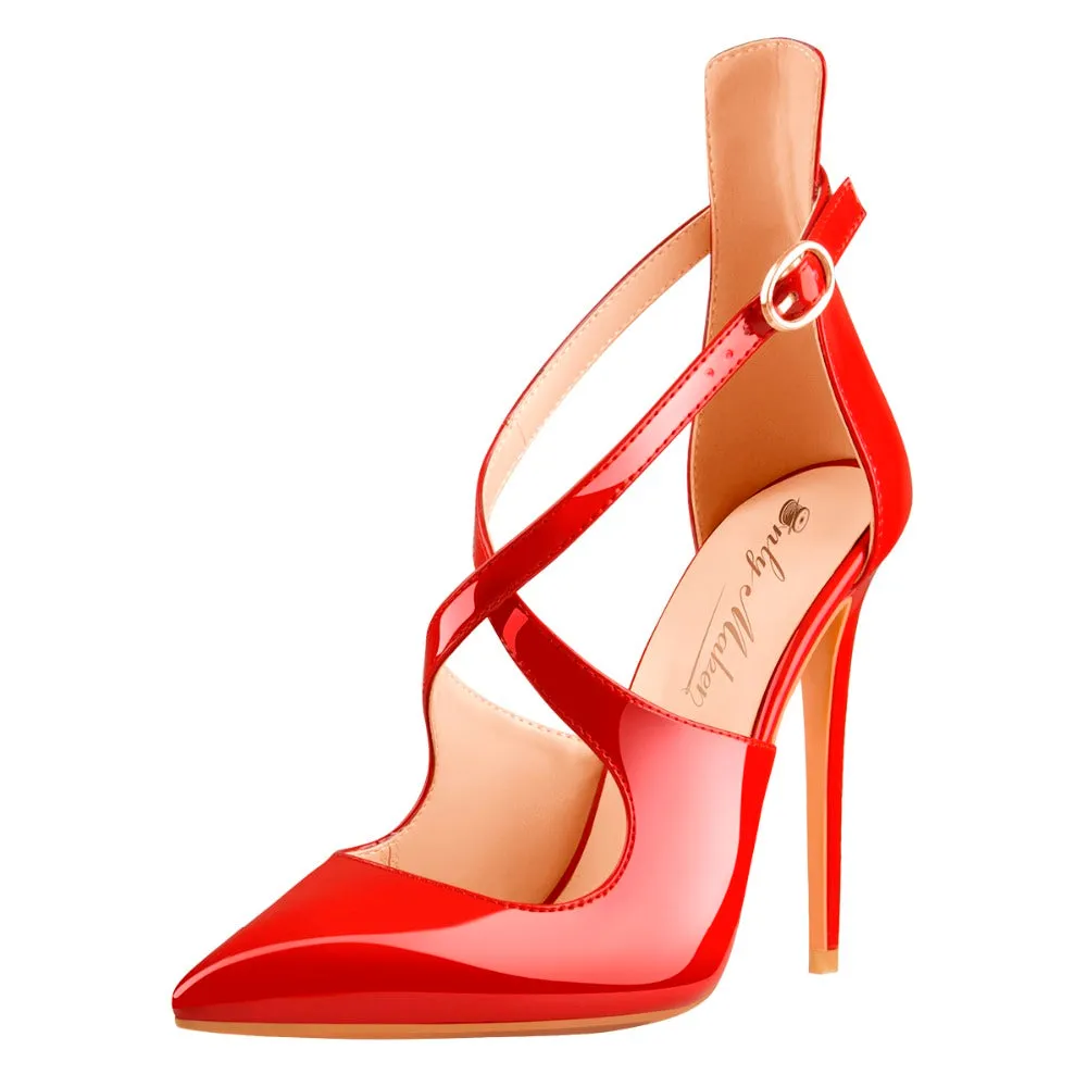 Women Pointed Toe Sandals Cross Strap Thin High Heels Wedding Shoes