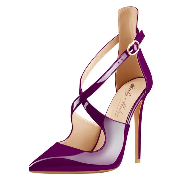 Women Pointed Toe Sandals Cross Strap Thin High Heels Wedding Shoes