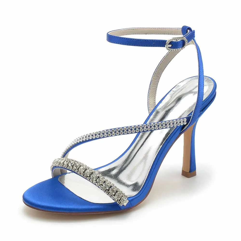 Women Rhinestones High Heel Sandals Ankle Strap Wedding Sandals