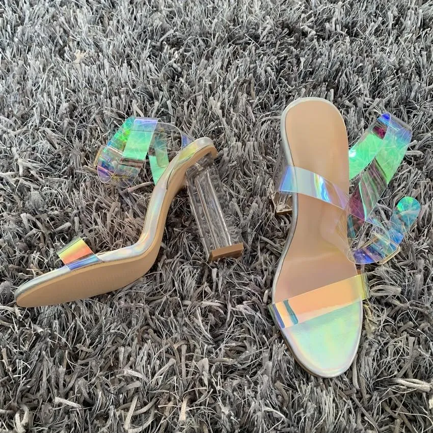 Women Sandals Shoes Celebrity Wearing Simple Style PVC Clear Transparent Sandals