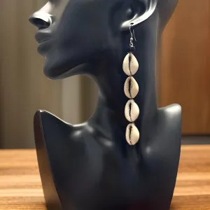 Women's African 4 Link Cowrie Shell Earrings