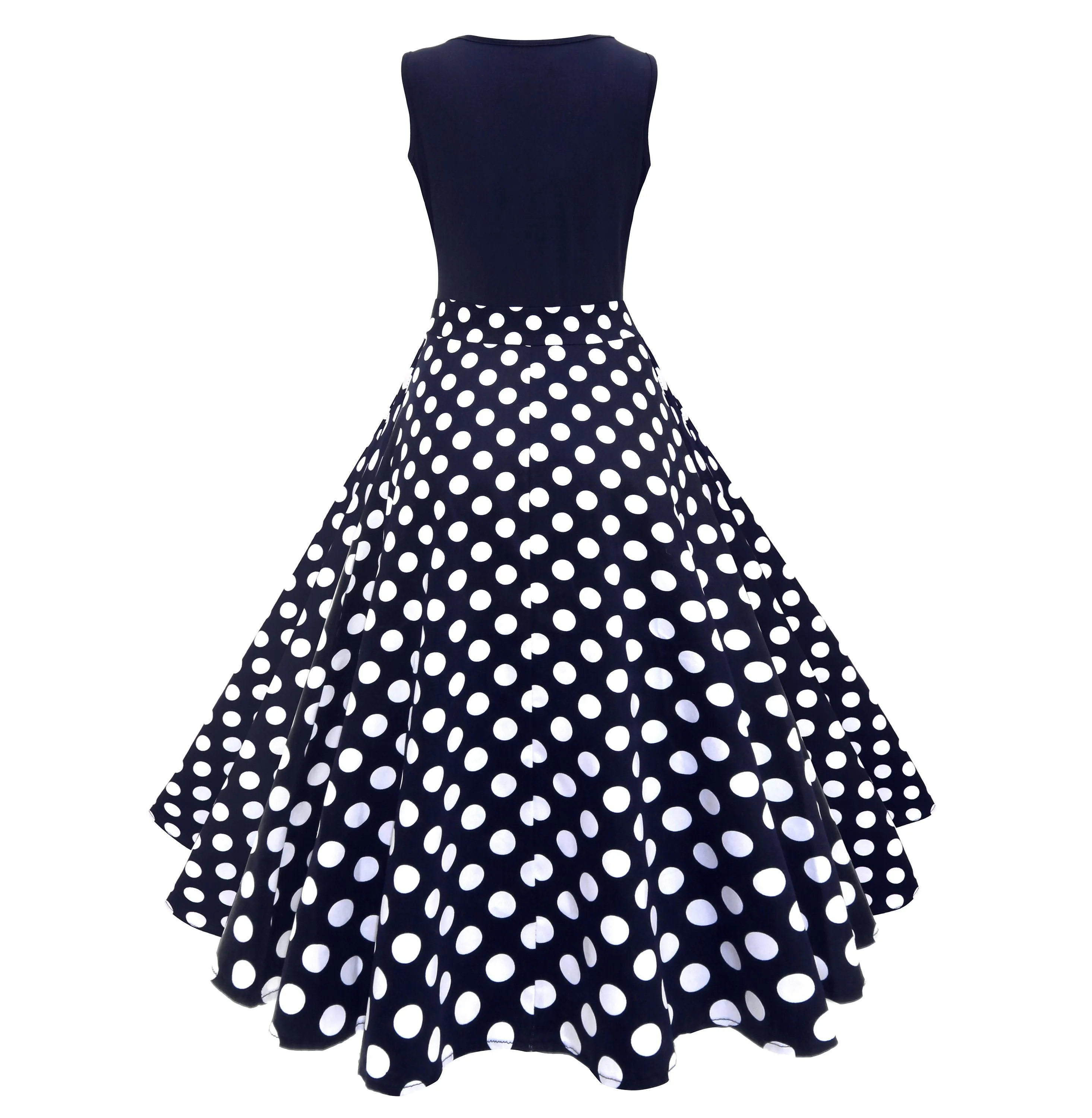 Women's Casual 1950s Vintage Polka Dot Holiday Cocktail Tea Dress