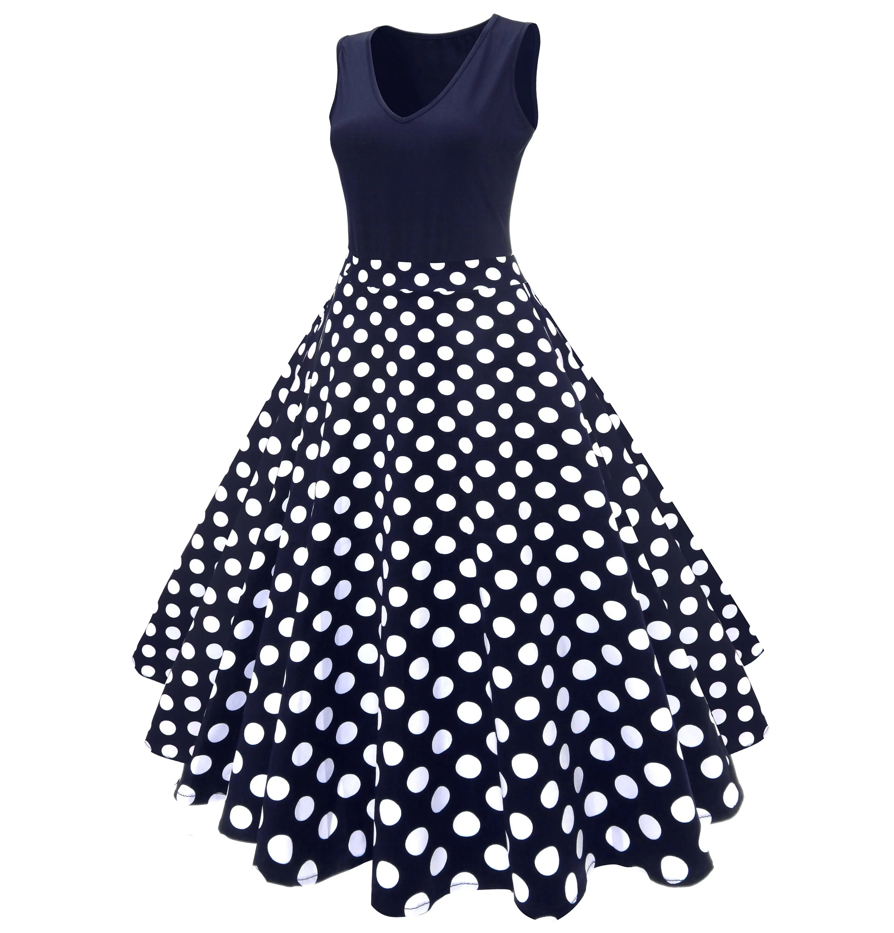 Women's Casual 1950s Vintage Polka Dot Holiday Cocktail Tea Dress