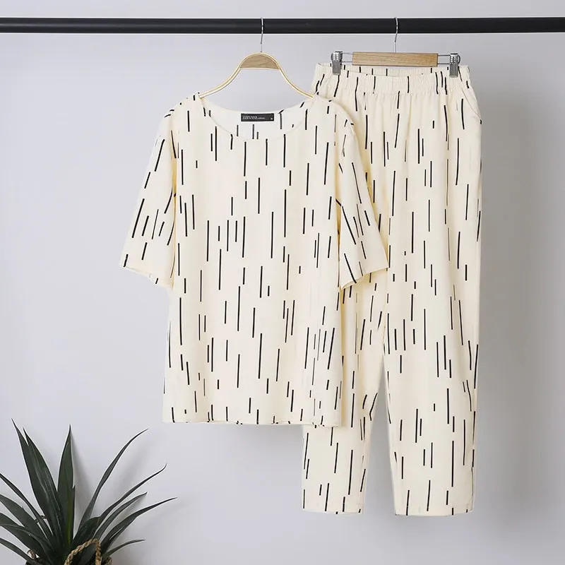 Women's Casual Loose Fitting Half Sleeve Pantsuit