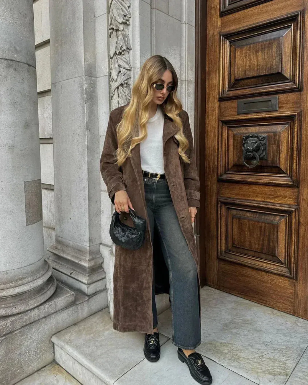 Women's Chic Vintage Suede Trench Coat