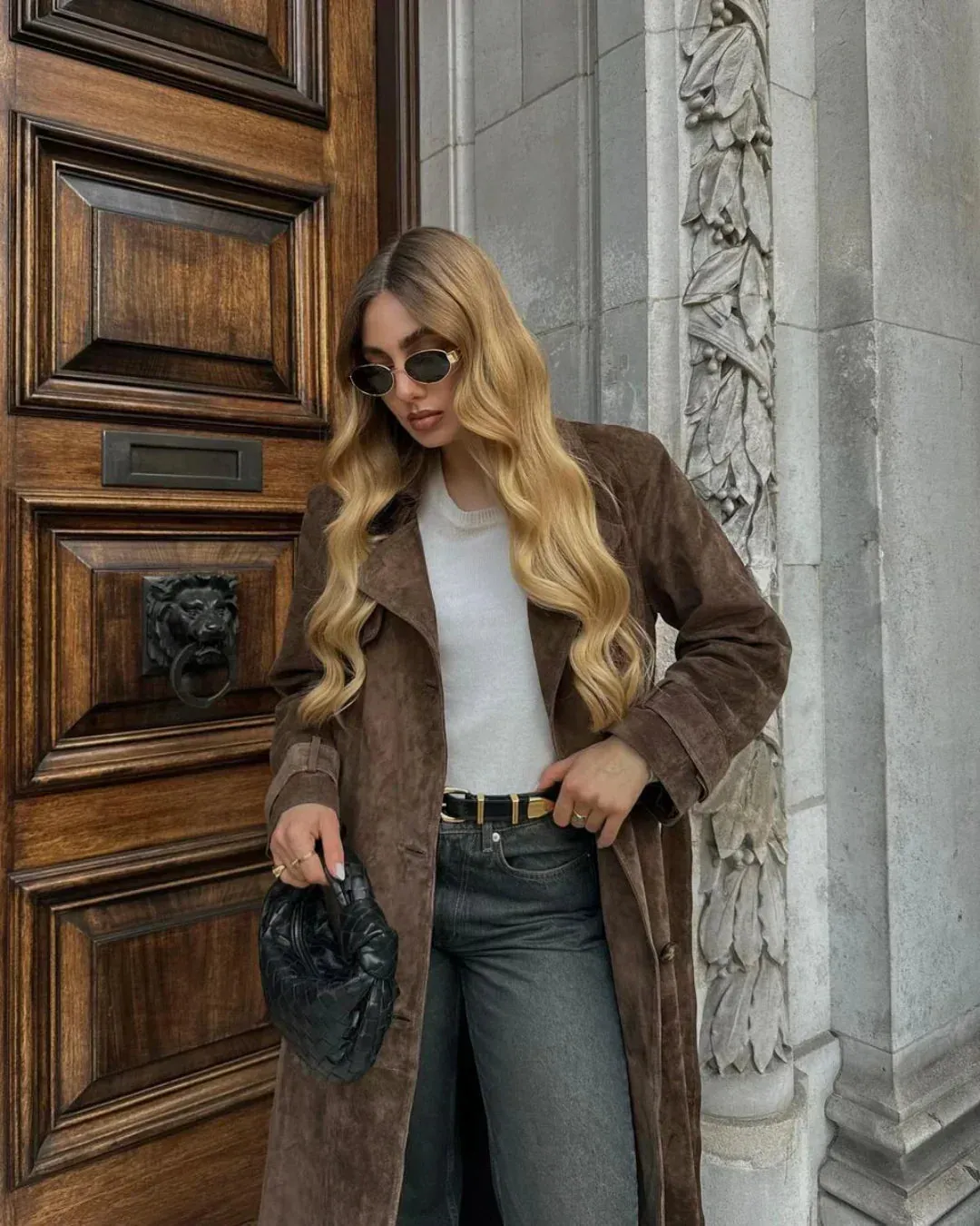 Women's Chic Vintage Suede Trench Coat