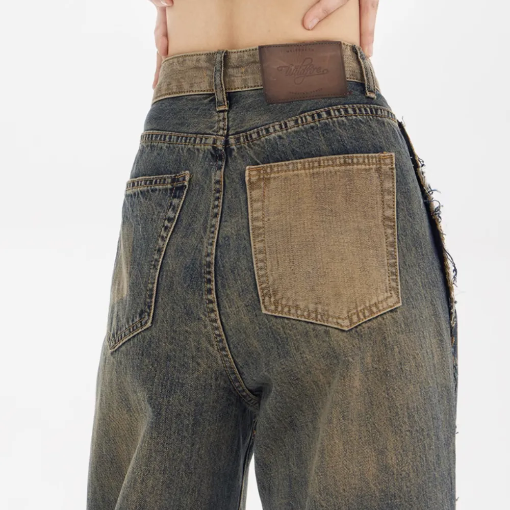 Women's Distressed Vintage Raw Edge Jeans