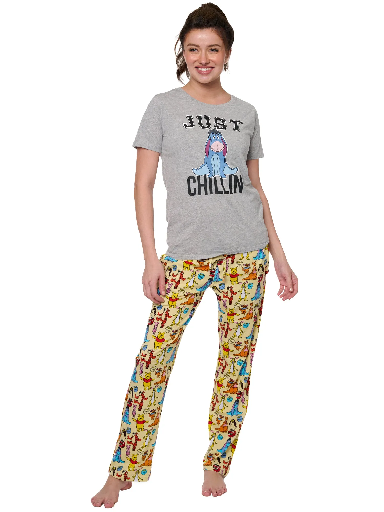 Women's Eeyore Just Chilling T-Shirt w/ Disney Winnie the Pooh Yellow Pants Set