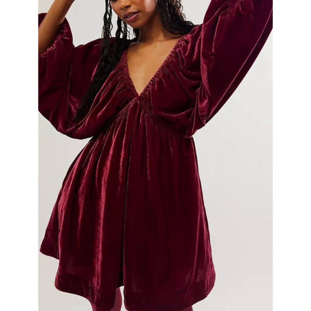 Women's Elegant Vintage Puff Sleeve Dress | Mini