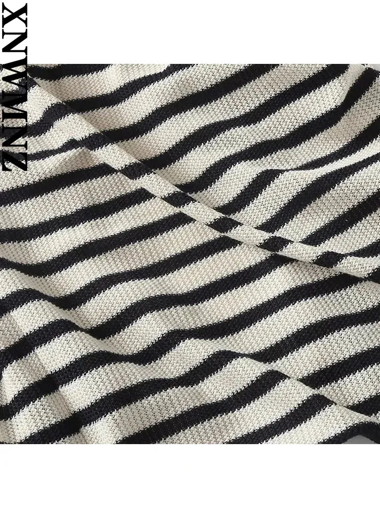 Women's Fashion Knitted Stripe V-Neck Long Dress