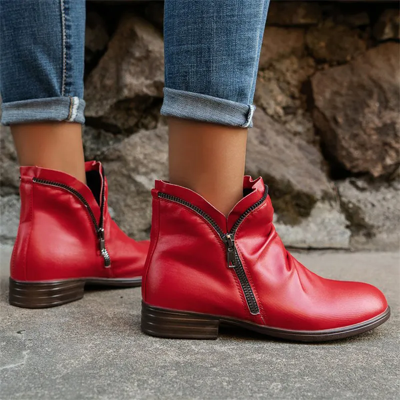 Women's Fashionable Square Heel Short Martin Boots