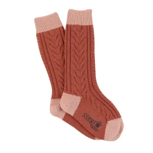 Women's Handmade Fan Cable Pure Cashmere Socks
