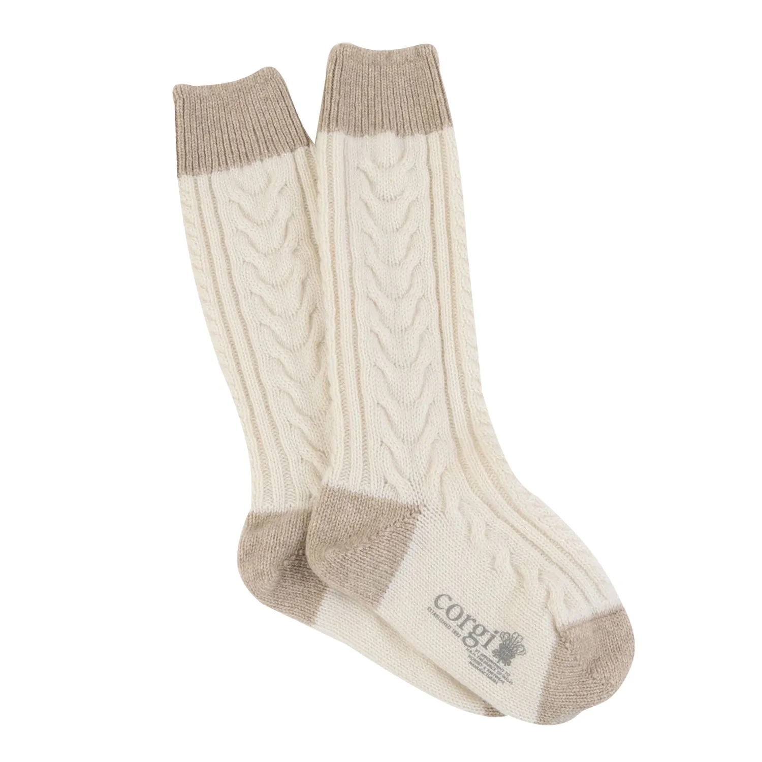 Women's Handmade Fan Cable Pure Cashmere Socks