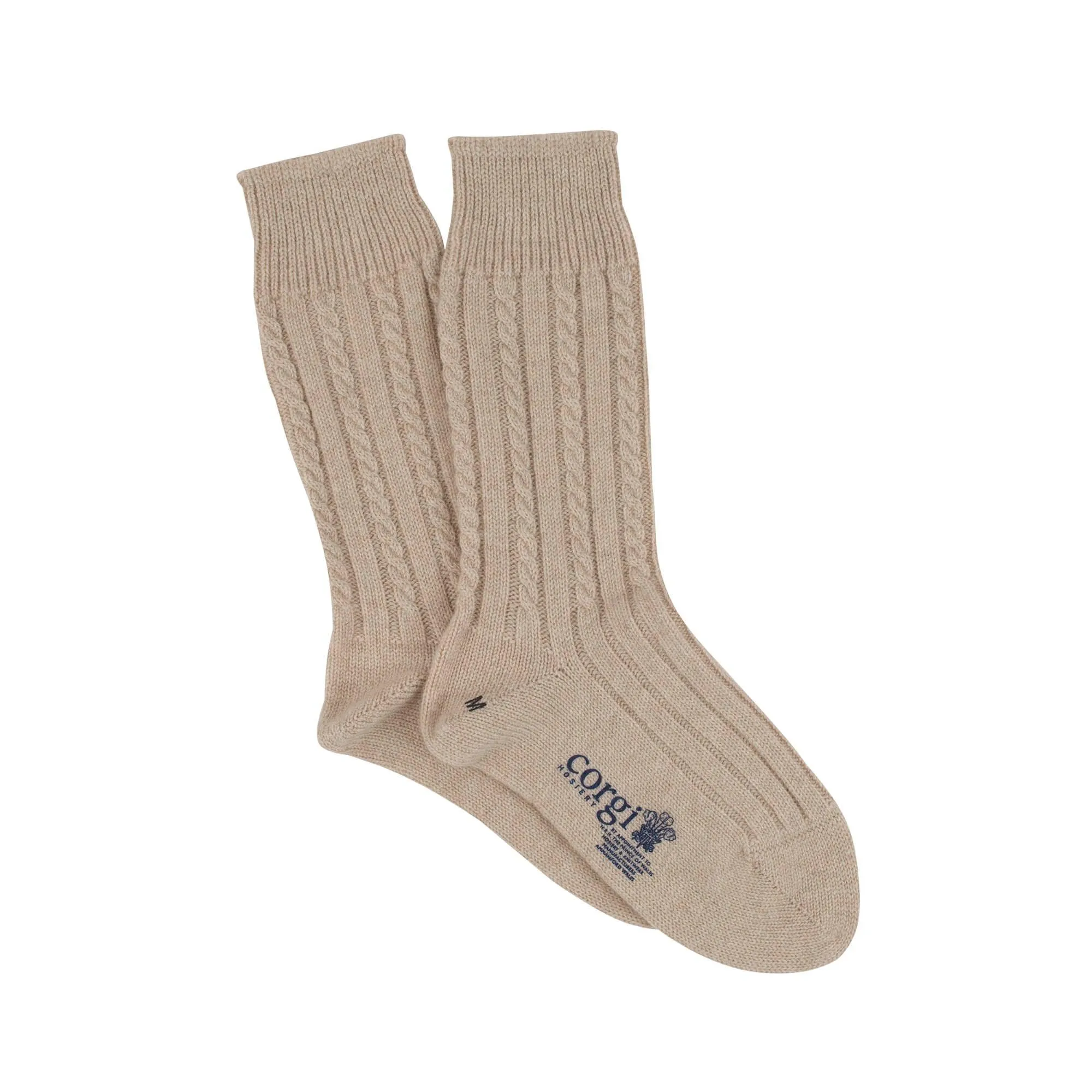 Women's Handmade Mini Cable Pure Cashmere Socks