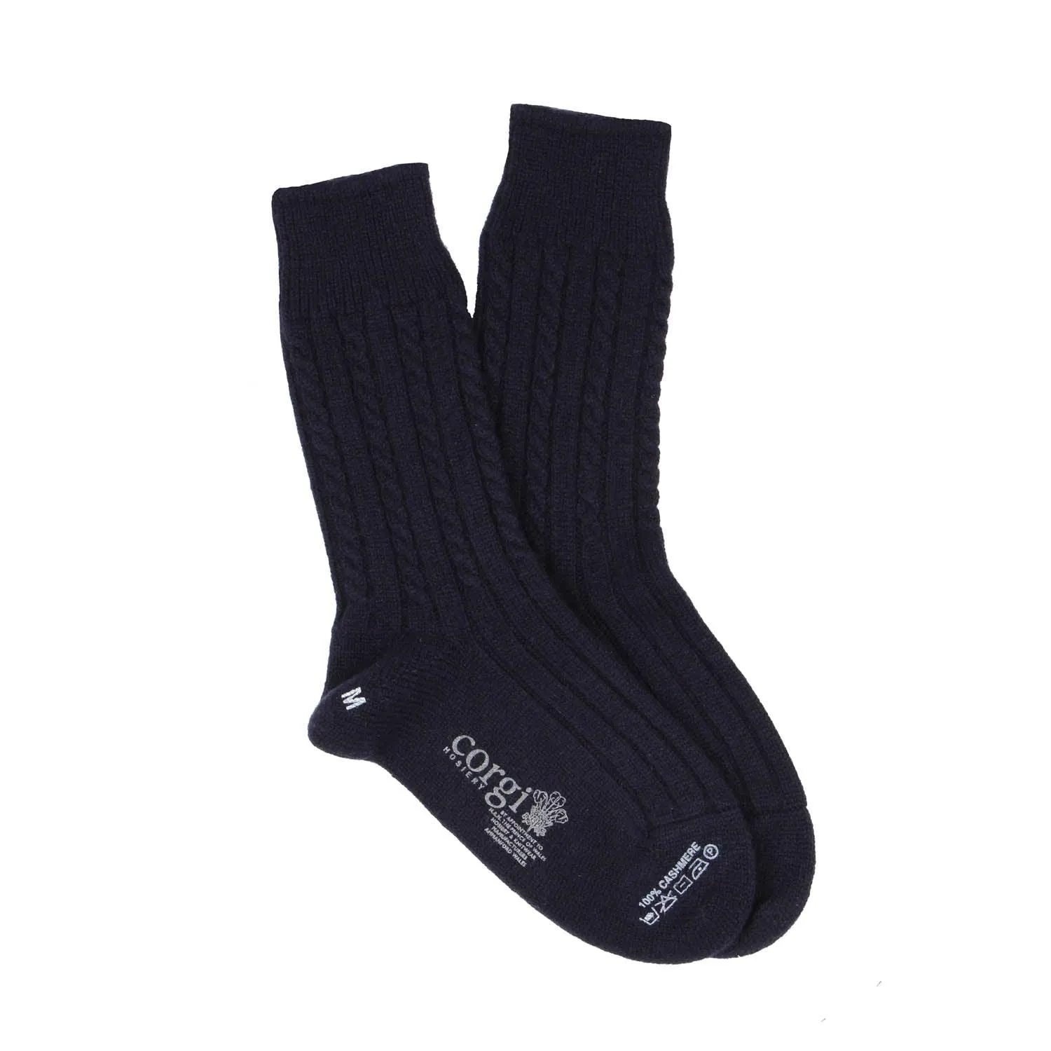 Women's Handmade Mini Cable Pure Cashmere Socks