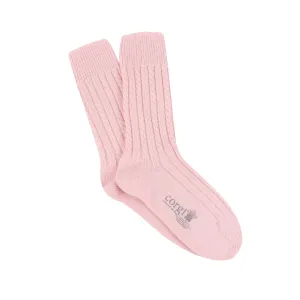 Women's Handmade Mini Cable Pure Cashmere Socks