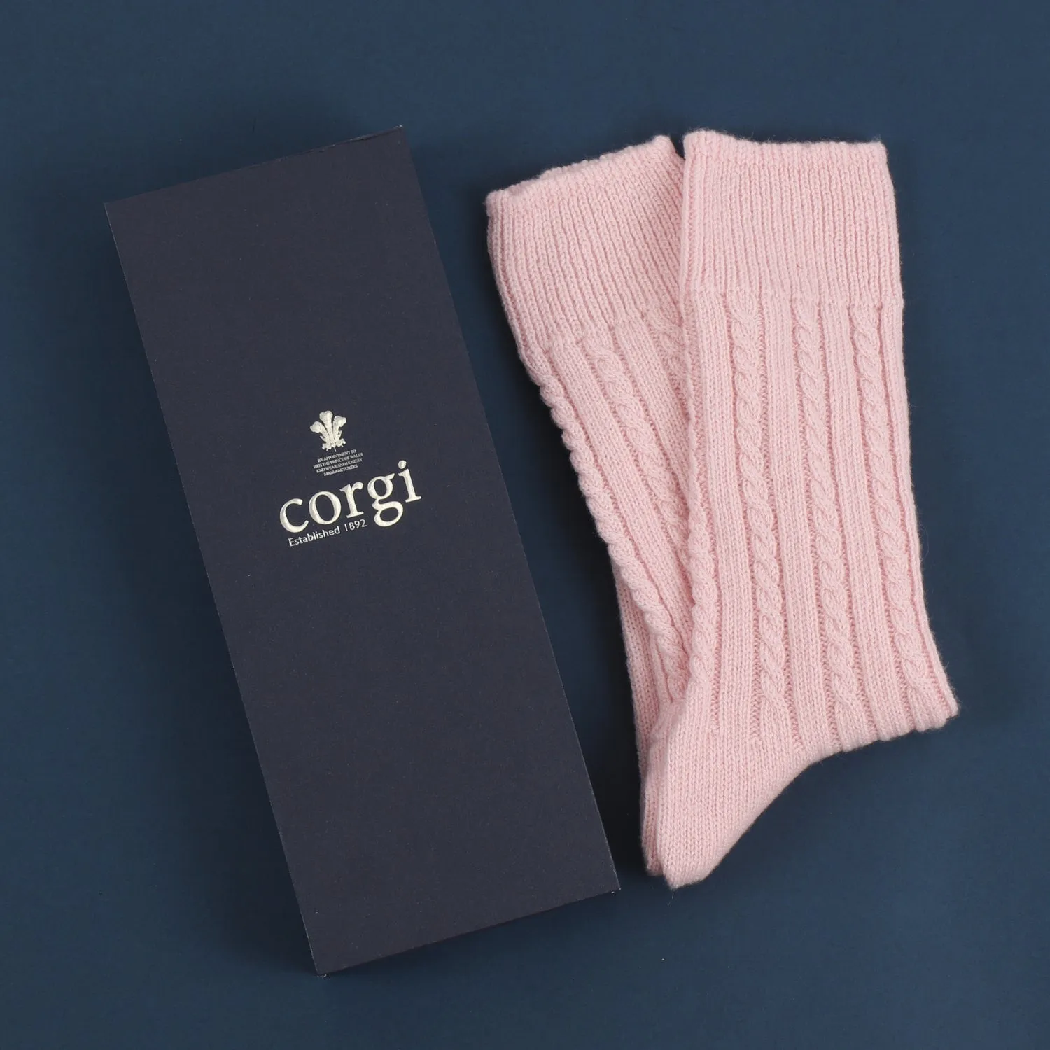 Women's Handmade Mini Cable Pure Cashmere Socks