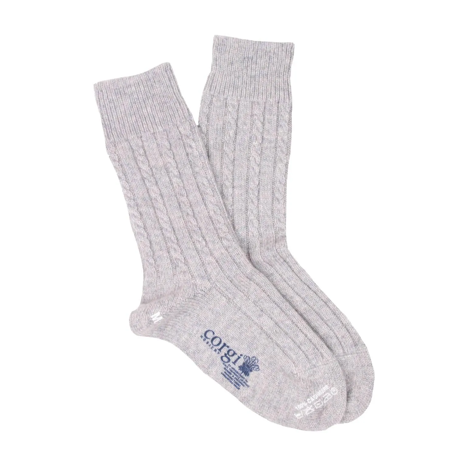 Women's Handmade Mini Cable Pure Cashmere Socks