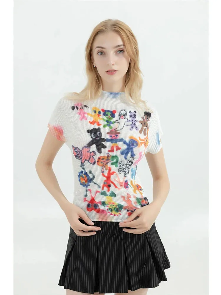 Women's Harajuku Korean Y2K Graphic Print Tee – Vintage Summer Streetwear