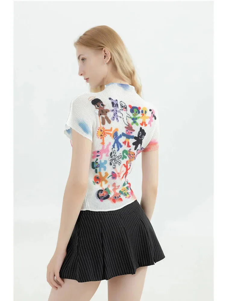 Women's Harajuku Korean Y2K Graphic Print Tee – Vintage Summer Streetwear