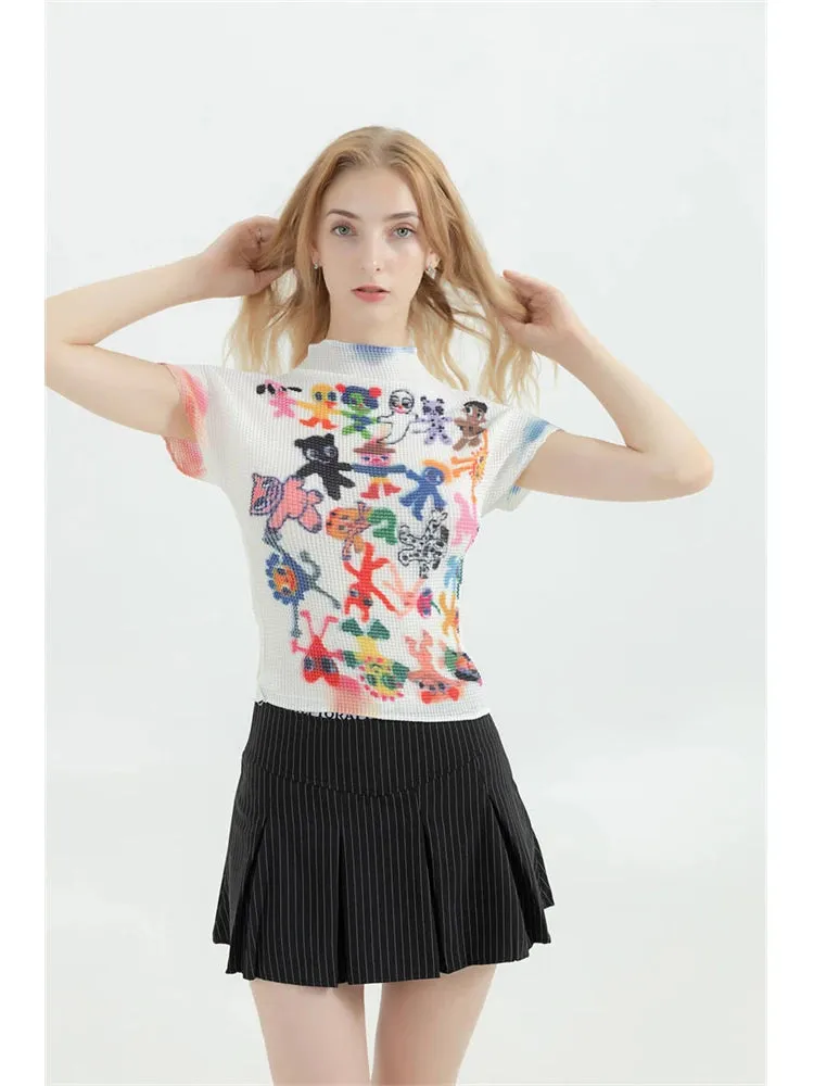 Women's Harajuku Korean Y2K Graphic Print Tee – Vintage Summer Streetwear