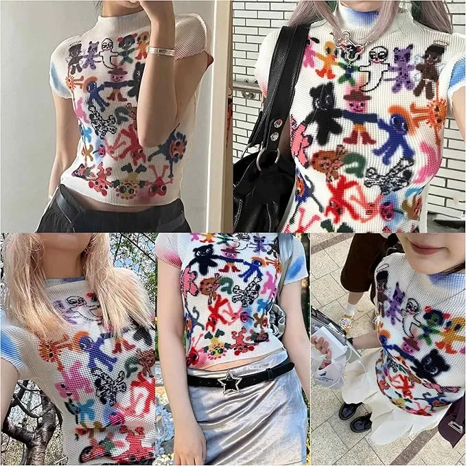 Women's Harajuku Korean Y2K Graphic Print Tee – Vintage Summer Streetwear