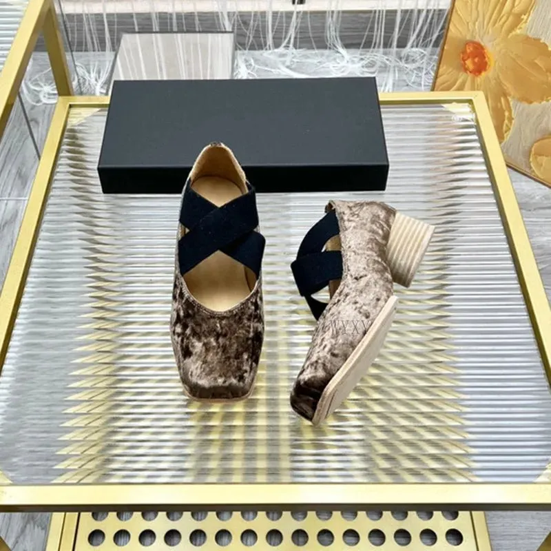 Women's High Heels Square Head Thick Heel Casual Single Shoes
