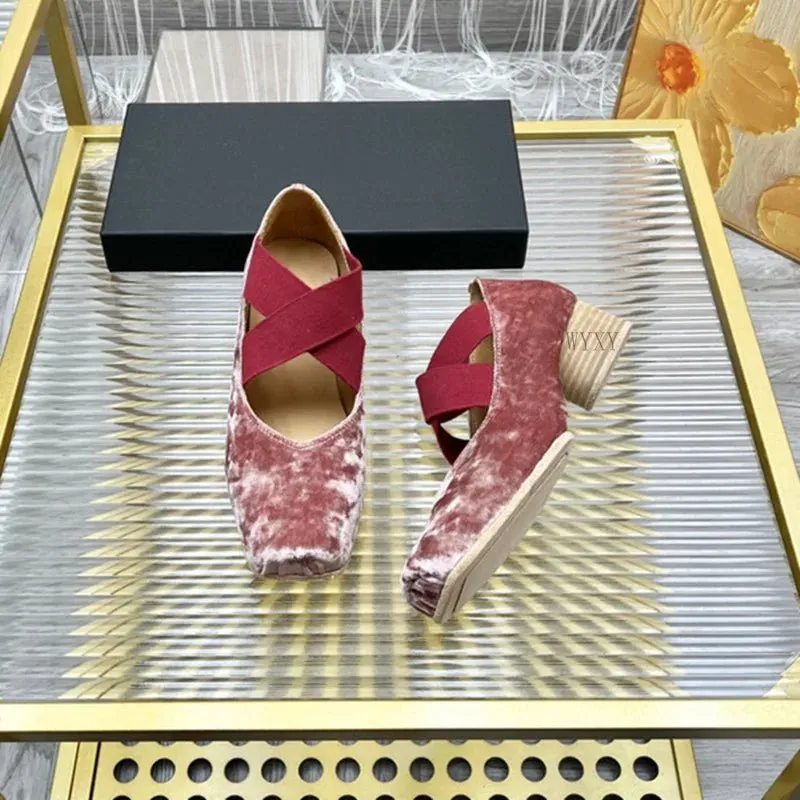 Women's High Heels Square Head Thick Heel Casual Single Shoes