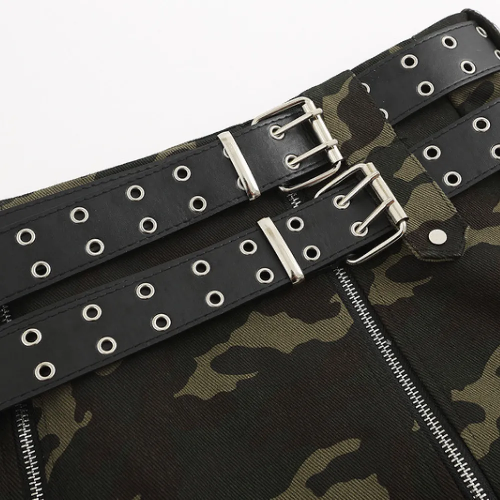 Women's High Street Camouflage Stitching Outfit Sets