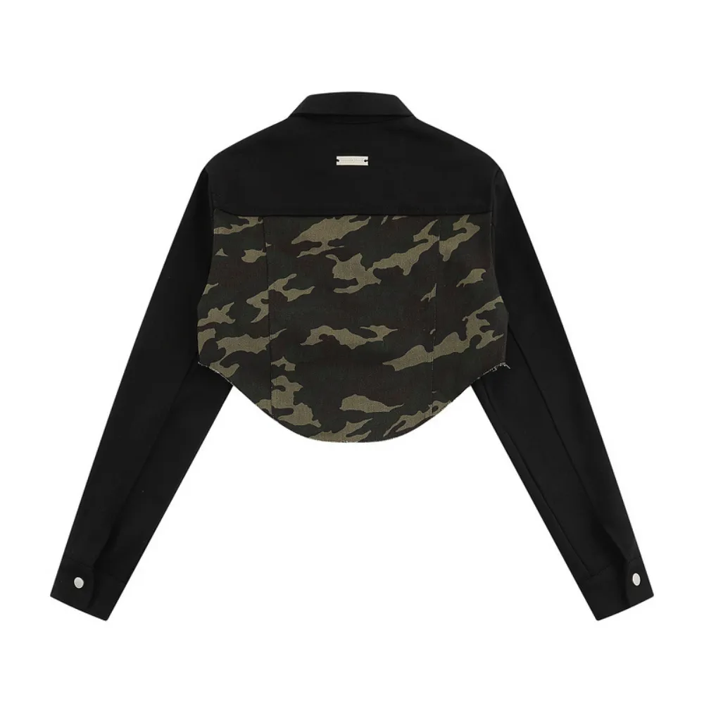Women's High Street Camouflage Stitching Outfit Sets